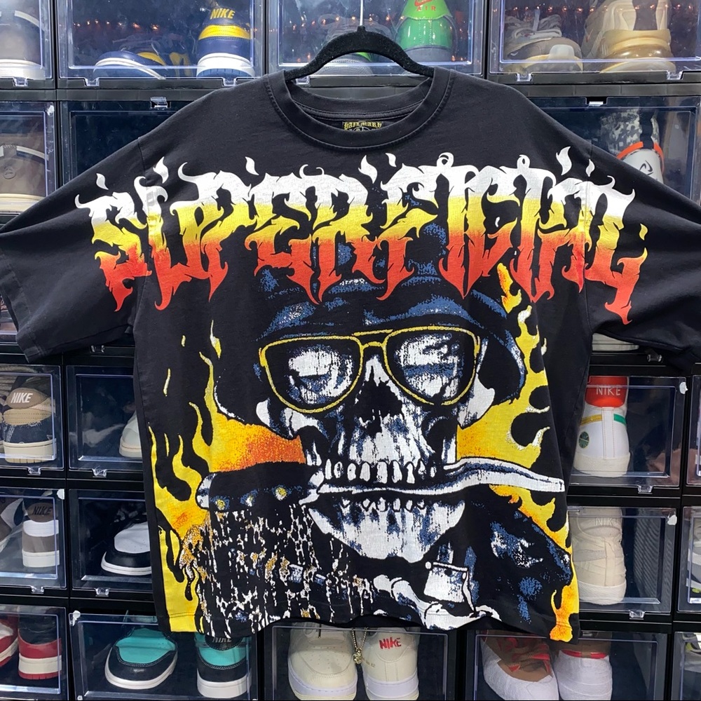 SUPERFICIAL LA VINTAGE SKELETON WAR HEAVYWEIGHT BOXY CUT SEW TEE XXL INSTAGRAM